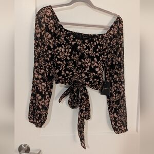 Floral Off-Shoulder Top - Black and Pink